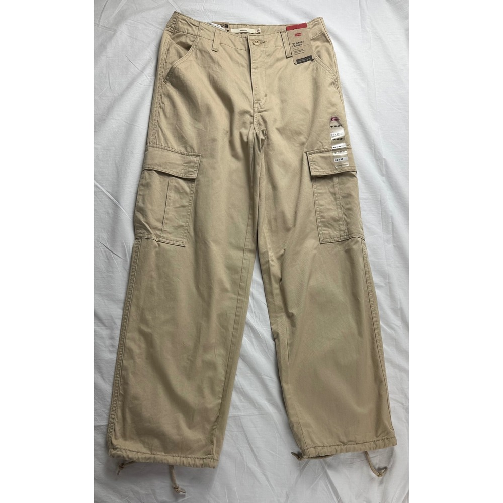 Levis 94 Baggy Cargo Pants Womens 26x30 Tan Khaki Mid Rise NWT - Picture 9 of 16